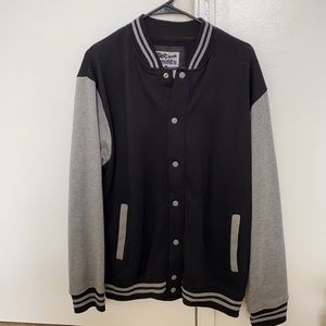 Black and grey varsity jacket